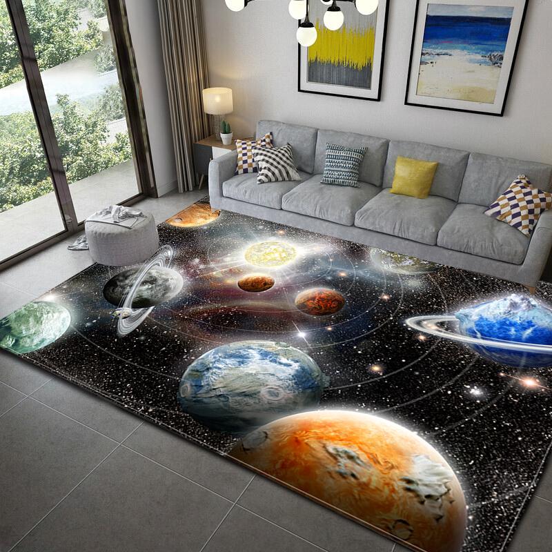 Fashion 3D Printed Earth Large Carpets Galaxy Space Pattern Carpet Parlor Big Carpet Living Room Bathroom Mat Anti-slip