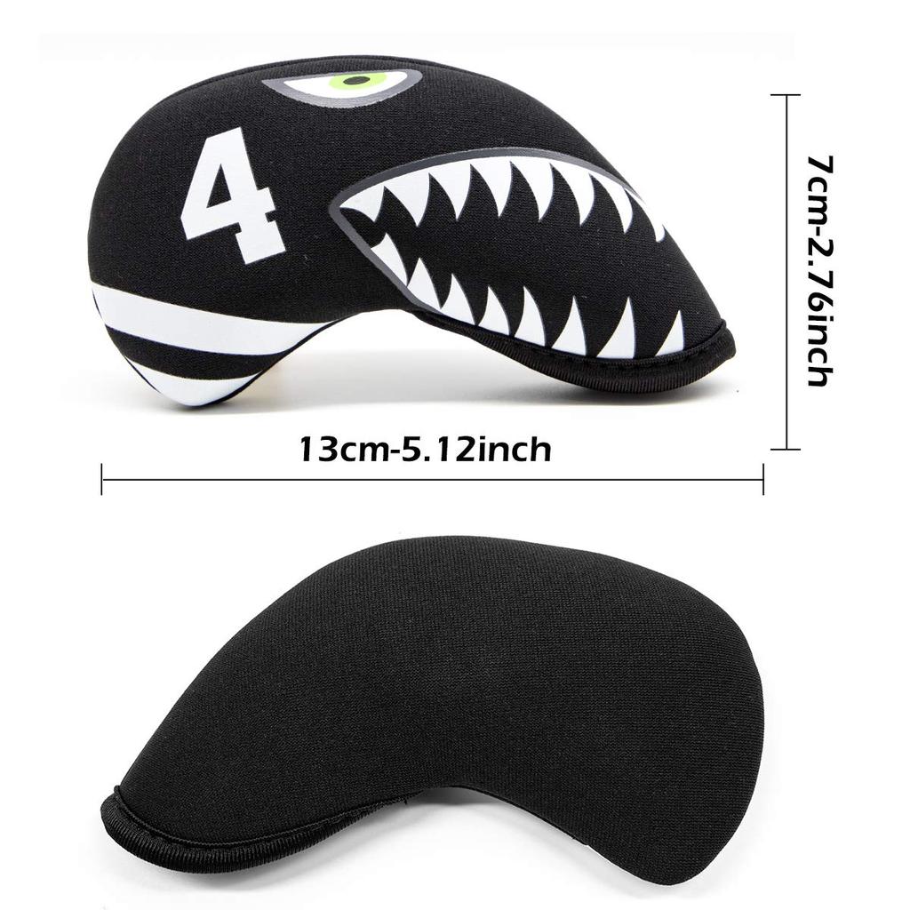Golf Head Cover Iron Cover for Irons Made of Neoprene Stretchable Numbered 10 Piece Set 4-9 P, A, S, X Shark