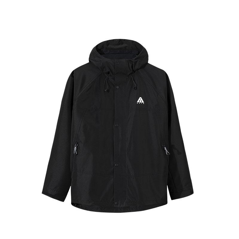 Anta Спортивная повседневная простая однотонная куртка с капюшоном серии Outdoor, мужская куртка, черная 952516605-6