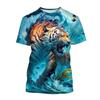 Summer Fashion Tiger Animal Printed Short Sleeved T-shirt Personalized Casual Shirt Round Neck Street Style Tshirt