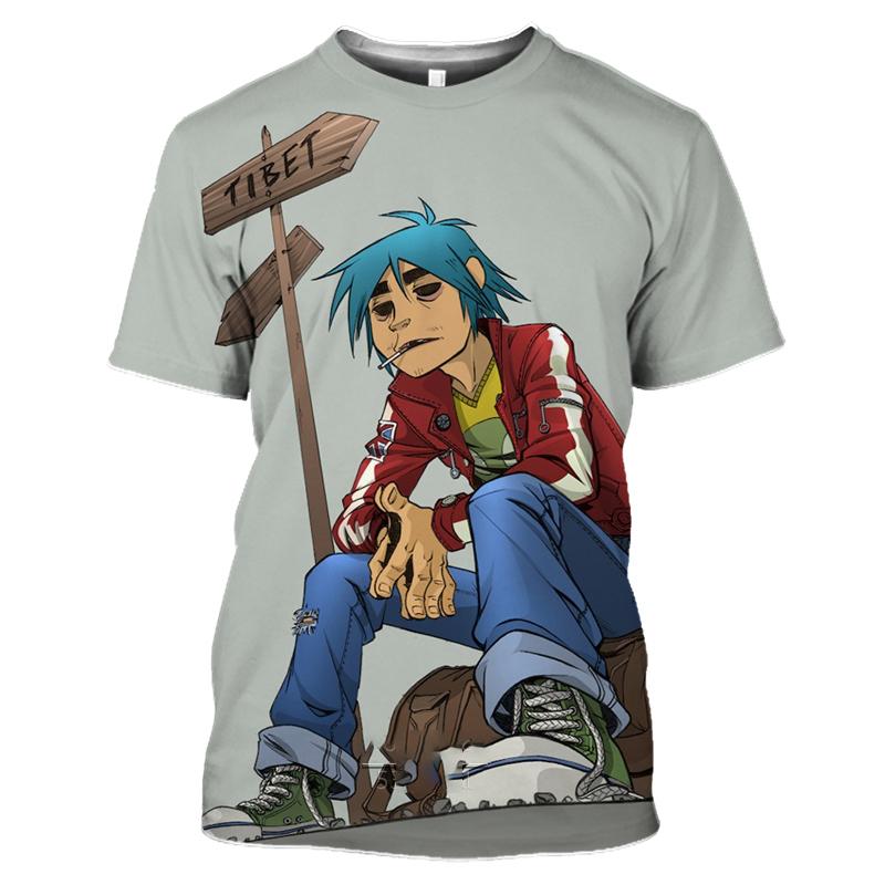 Rock Band Gorillaz Series Print Summer Men's O-Neck T-shirt Casual Short Sleeve Oversized T Shirts Fashion Trend Men Clothing