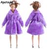 Purple Winter Wear Fur Coat For Barbie Doll Outfit Doll Clothing Doll Dress Clothes For Barbie 1/6 BJD Doll Accessories Kids Toy