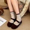 Queen Fan Retro French Flat Bottom Shoes Women's 2025 New Autumn Skirts Versatile Mary Jane Shoes