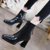 2024 High Quality Women's Shoes Ankle Women's Boots Elegant Modern Boots Women Square Toe High Heels Back Zip Shoes Ladies