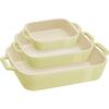 Staub Dish X 11cm 20 X 16cm 3 Piece Set Macaron Ceramic Set Gratin Dish Oven Microwave Safe Japanese Dish "Rectangular (14 / / 27x20cm) Green"