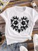 (Asian Size) Love Heart Flower Cute Women Tee Top Clothing Casual Flower Fashion Short Sleeve T Shirt Print Lady Female Graphic T-shirt