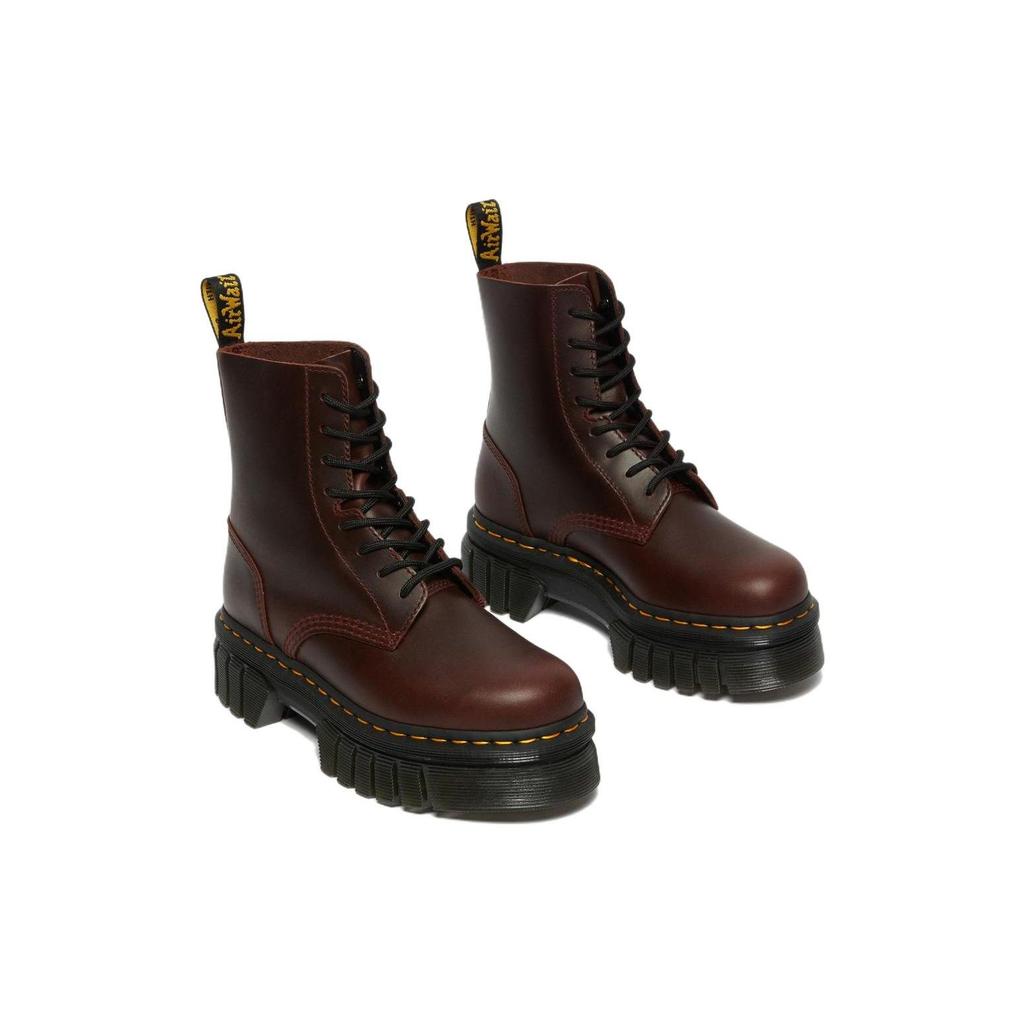 Dr. Martens Audrick Leather Platform Soft Sole 8 Eyelet Short Boots Women Boots Burgundy 27818211