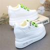 Fashion Genuine Leather Women Plush Platform Sneakers Wedgies Spring Casual Vulcanized Shoes Ladies Thick Bottom Court Sneakers White