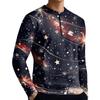 Men's Casual Button-Down Sweatshirt Fashion Printed Long Sleeve Shirt Pullover