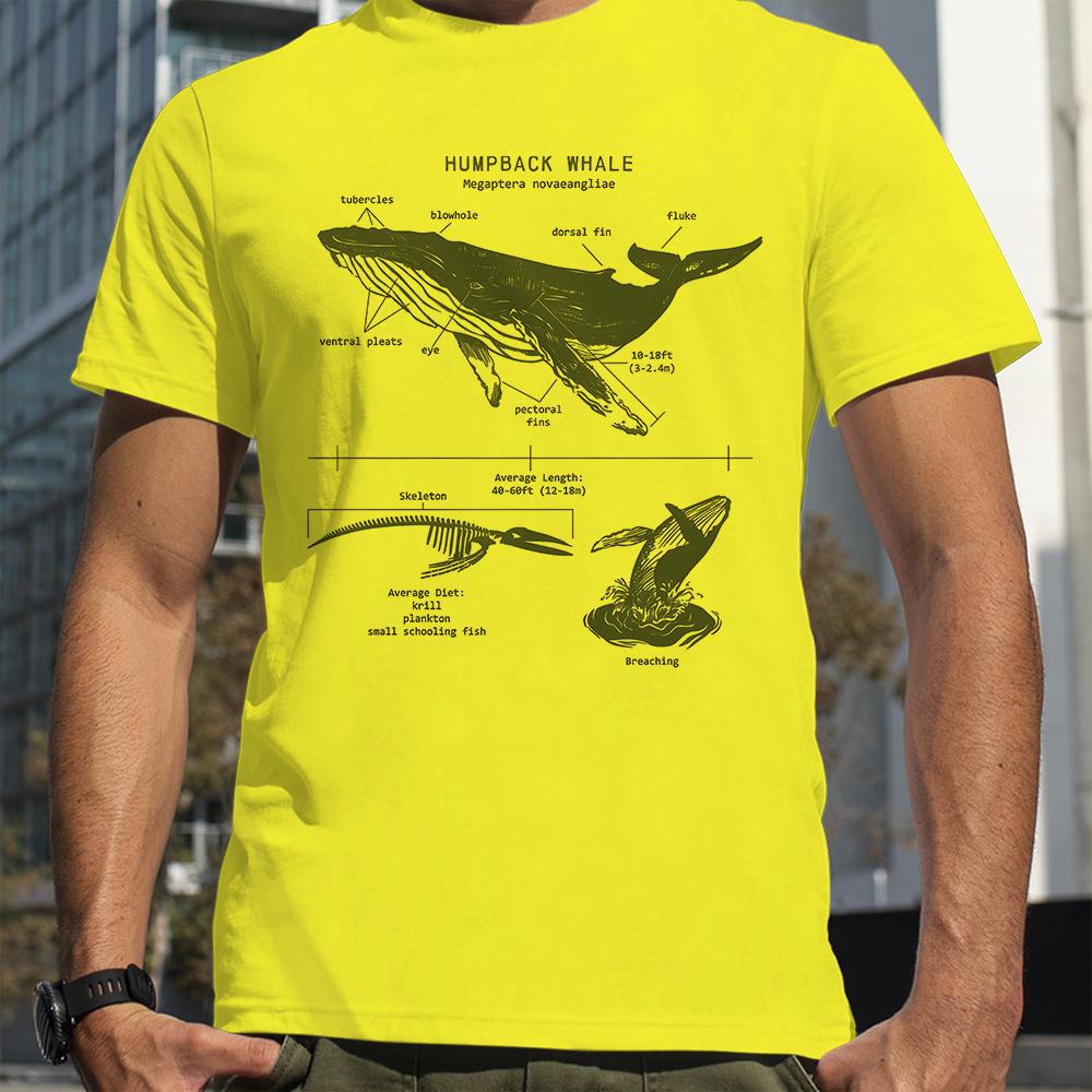 Humpback Whale Anatomy Shark Lover T-Shirt Summer Men Street Punk Style Boy Loose Oversized T-Shirt