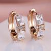 1 Pair Golden Color Rectangle Cut White Stone Princess Earrings Drop Dangle Hook Earrings Wedding Jewelry Gifts