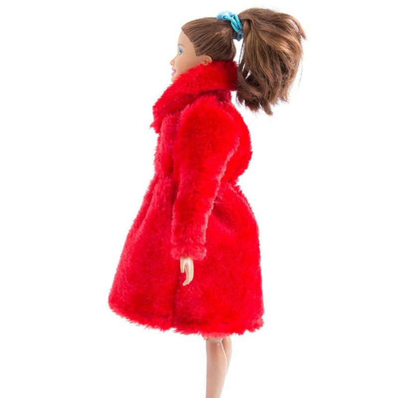 Red Winter Wear Warm Coat For Barbie Doll Outfits Fur Doll Clothing Doll Dress Clothes For Barbie 1/6 BJD Doll Accessories Toy