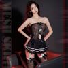 Feimu Sexy College-Style Tube Top Net Dress & Stockings Set - Easy Removal 7466