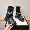 Fashion Autumn/Winter Thick Sole Short Boots for Women 2025 New Style Women's Heightened Small Design Feel Trouser Sleeve Leather Boots