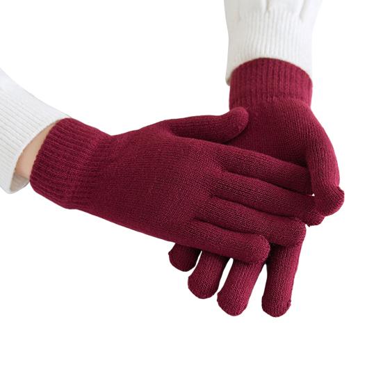 Winter Knitted Gloves Female Thickened Warm Gloves Breathable Cycling Gloves with Windproof Elastic Cuffs for Running Errands Driving