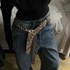 Women'S Retro Leopard Print Tie Tie And Belt Dual Purpose Decoration