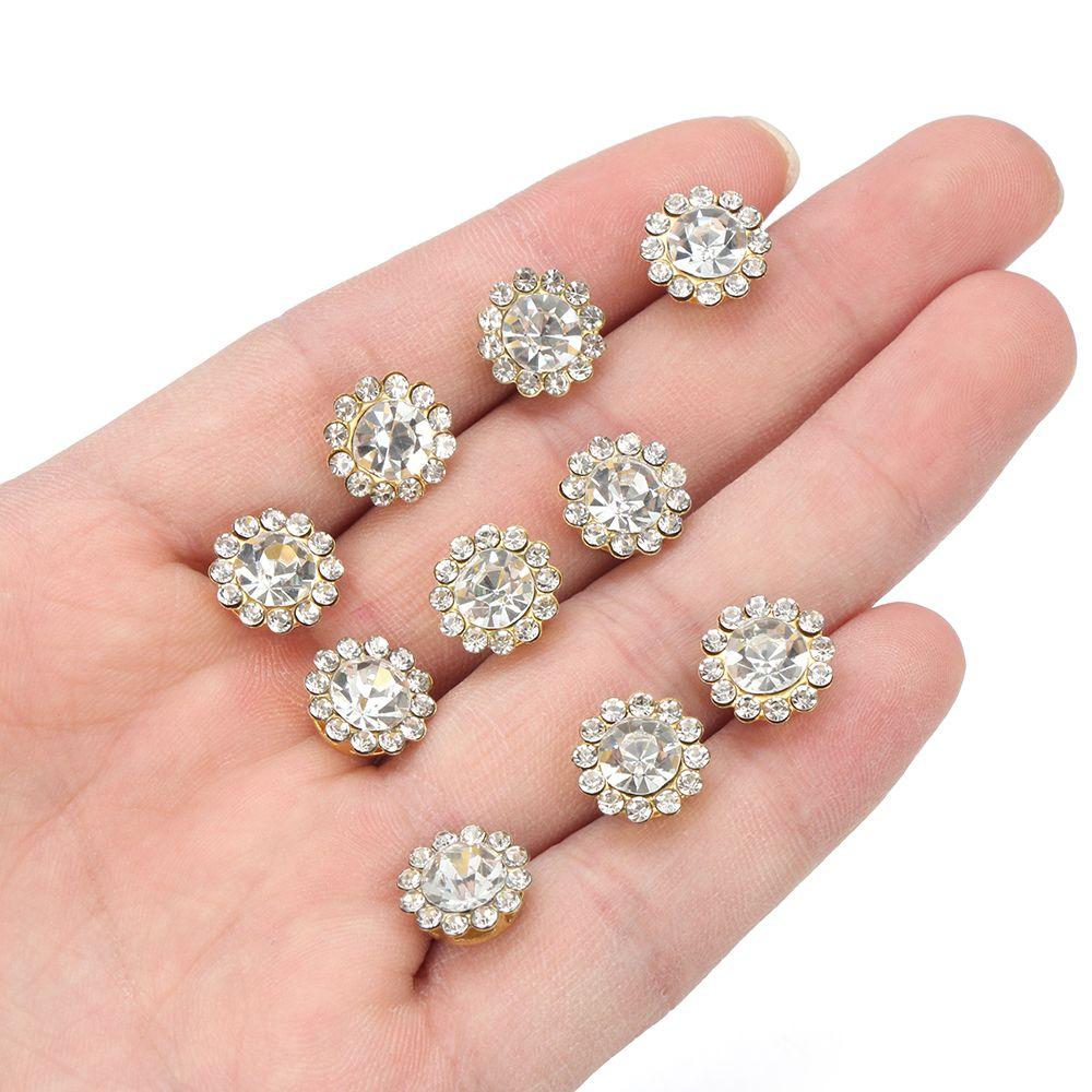Apparel Sewing Sparkling Flower-shaped Clothes Decoration Rhinestone Buttons Crystal Glass Stone