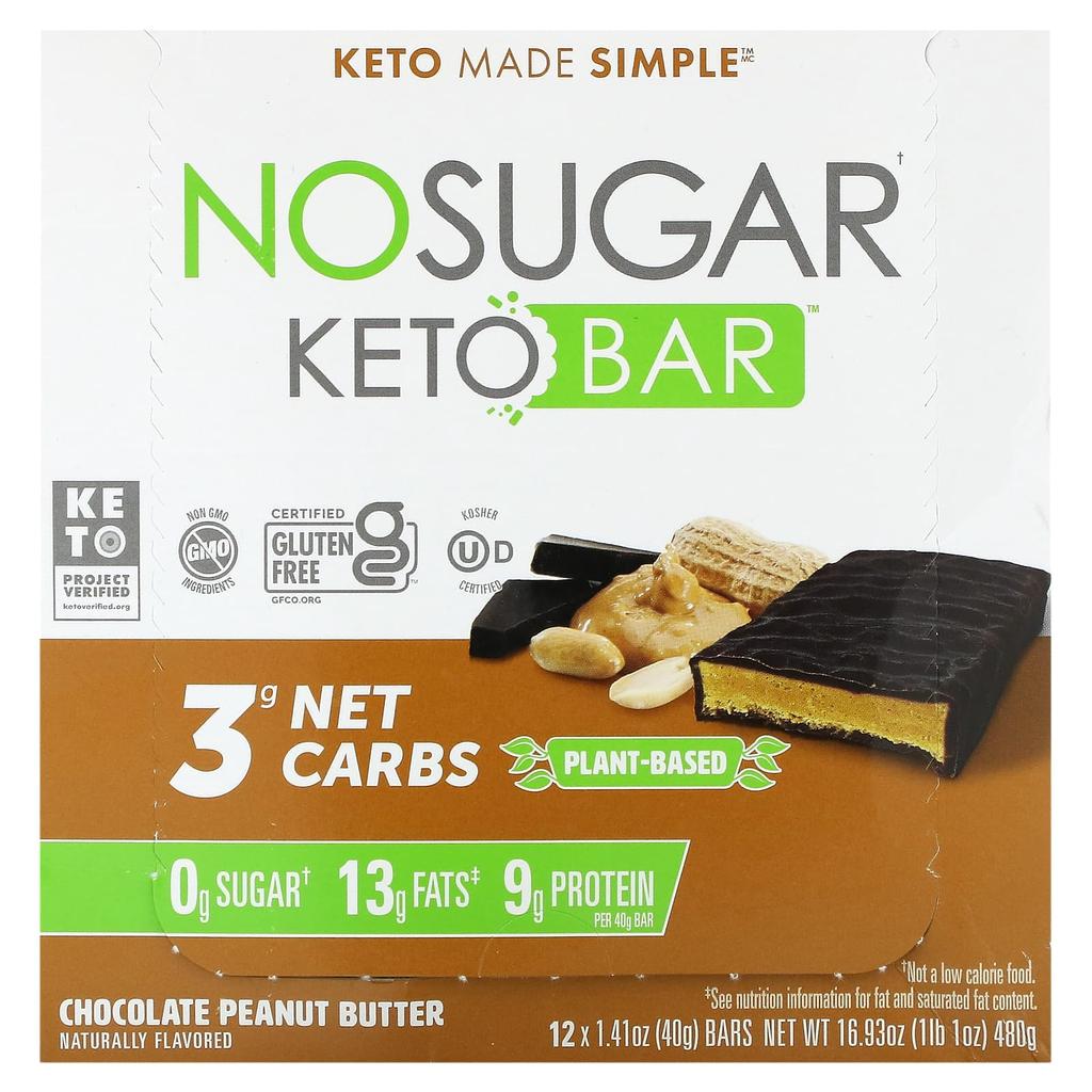 Keto Bars, Chocolate Peanut Butter, 12 Bars, 40G (1.41Oz) Each