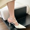 Fashion Summer Womens Pointed Toe High Heels Sandals Sexy Woman Shoes Solid Color Party Wedding Slingback Woman Sandals Pumps