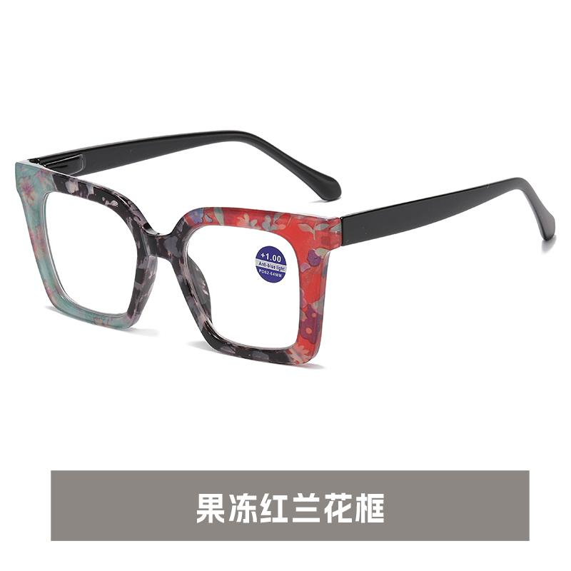 1.0 1.5 2.0 2.5 3.0 Fashionable Floral Reading Glasses Women's Anti Blue Light Spring Hinge Eyes and Legs HD Flat Light Glasses