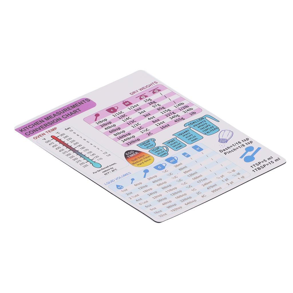 Kitchen Conversion Chart Magnetic Weight Liquid Temperature Guide Cooking Accessory1Pc