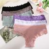 Flower Lace Panty Sexy for Women Low-Waist Solid Color Briefs Pure Cotton Breathable Soft Lingerie Comfortable Female Underwear S-XL