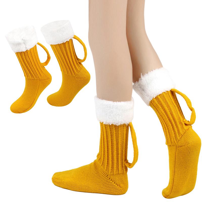1 Pair Beer Mug Knitted Socks Warm Soft Sleep Christmas Gift