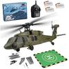 FunXylophy WL K170 Blackhawk RC Helicopter, 2.4G 4CH Flybarless 6-Axis Gyroscope High Altitude Hovering RC Military Helicopter with Display Stand and