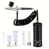 1 Set Airbrush Kit With Compressor, Auto Handheld Airbrush Gun, Rechargeable Portable Air Brushes For Painting, Tattoo, Nail Art, Model Coloring