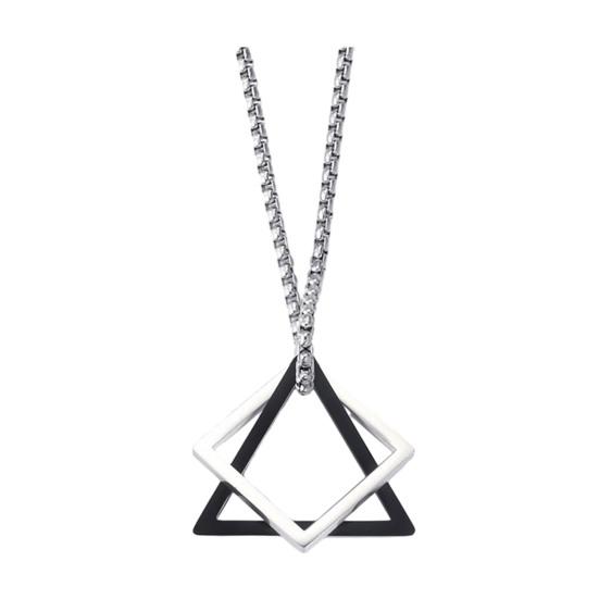 Men Necklace Triangle Square Pendant Necklace Dating Work Party Versatile Style Necklace Clothing