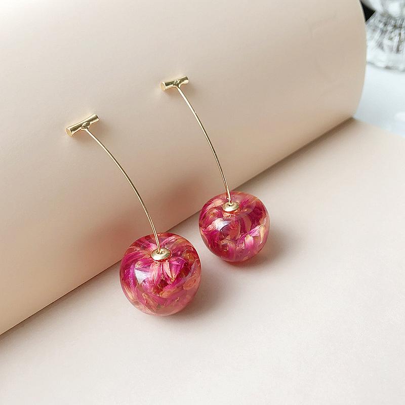 Summer Korean Edition New Cherry Fruit Sweet Earrings with Cherry Fruit