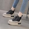 Fashion High Top Women Shoes Genuine Leather Platform Wedge Chunky Sneakers Casual Vulcanize Girl Walking Flats Shoes 8CM