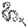 TALISMAN4U Catholic Rosary Necklace with Black Hematite Beads Benedict Medal Cross Gift Silver St. & Box, Zinc, Plated.