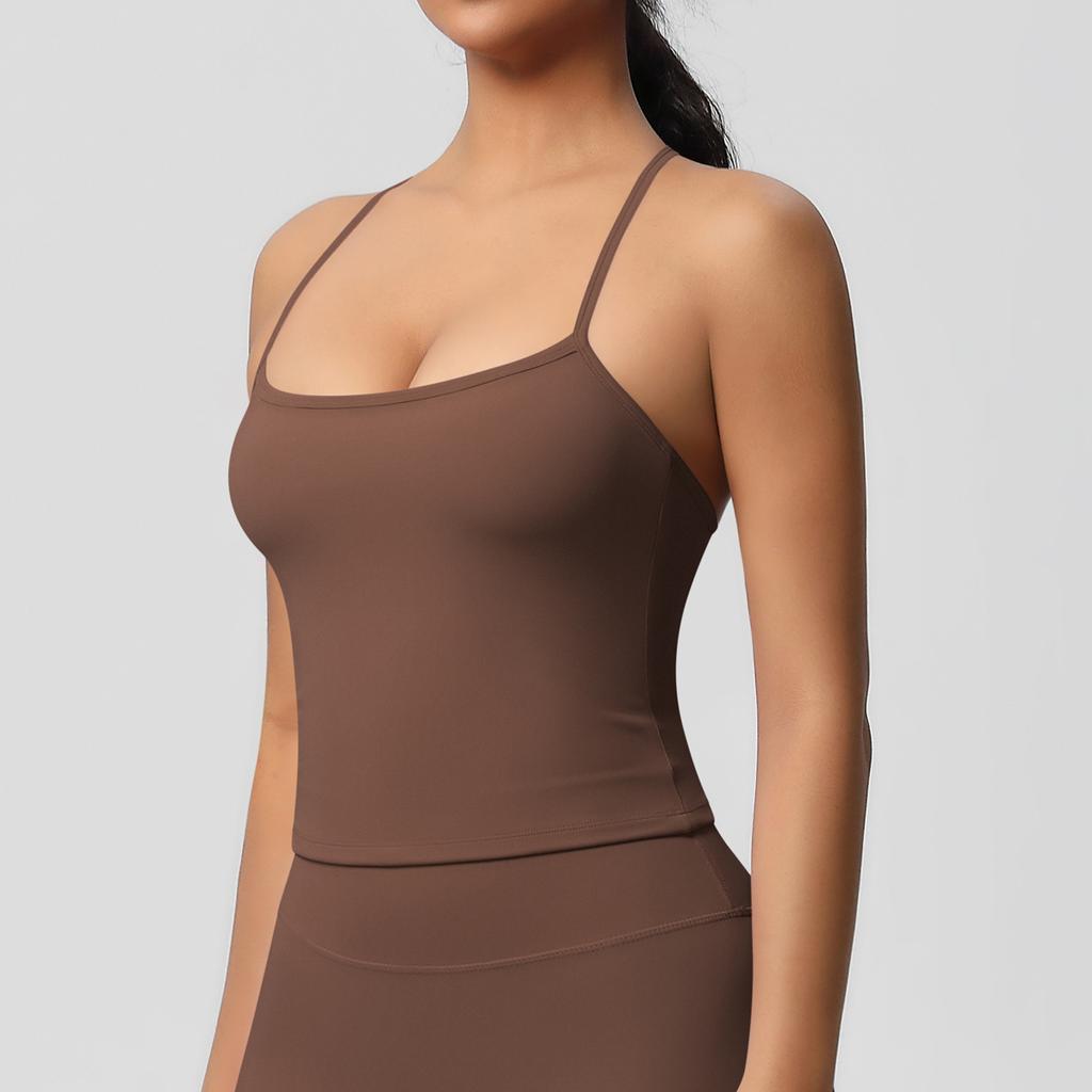 Double Sided Brushed Solid Color Tight Back Long Sports Bra, Running Fitness Yoga Suit, Vest For Women