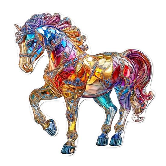 2D Acrylic Horse Pendant Flat Cartoon Horse Pendant Keychain Charm Colorful Horse Ornament for Backpack Christmas Tree Decoration