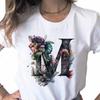 New Women T Shirt Custom Name Letter Combination Print Tshirt Flower Letter Font A B C D E F G Short Sleeve Female Tees Tops