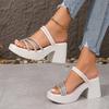 Fashion Women Sandals Brand High Heels Party Shoes Chunky Sandals 2025 New Summer Sexy Pumps Rome Ladies Shoes Slippers Mujer Zapatos
