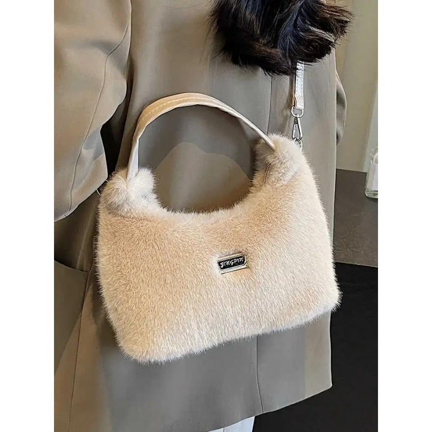 Fashion Faux Fur Women Crossbody Bags Autumn Winter Trendy Furry Shoulder Bag Lady Daily Commuter Handbags