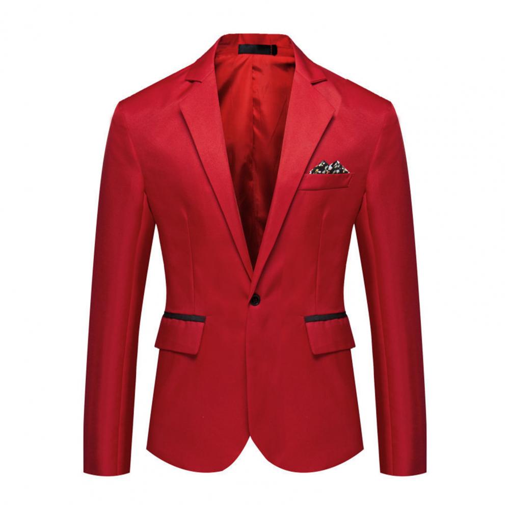 Пиджак с длинным рукавом, элегантный мужской пиджак на весну и осень с лацканами, застежкой на одну пуговицу, карманами с клапанами, формальный для А