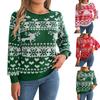 Women's Fashion Casual Loose Christmas Deer Pattern Contrast Color Sweater Long Sleeve Pullover Top