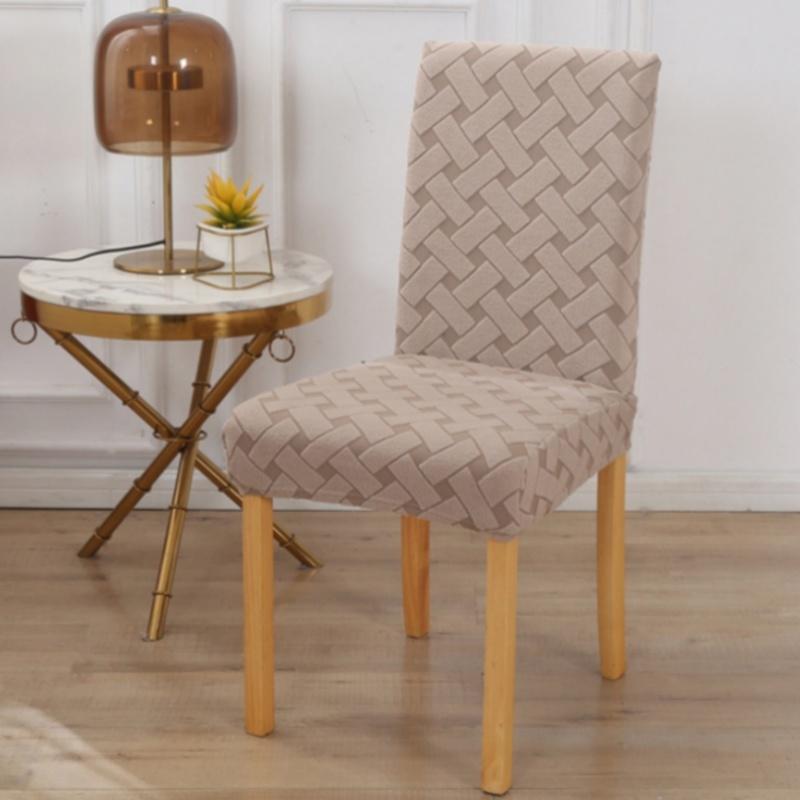 1 Pcs Thick Elastic Chair Seat Cover with Cross Jacquard Polyester Chair Cover Suitable for Hotel Banquet Restaurants