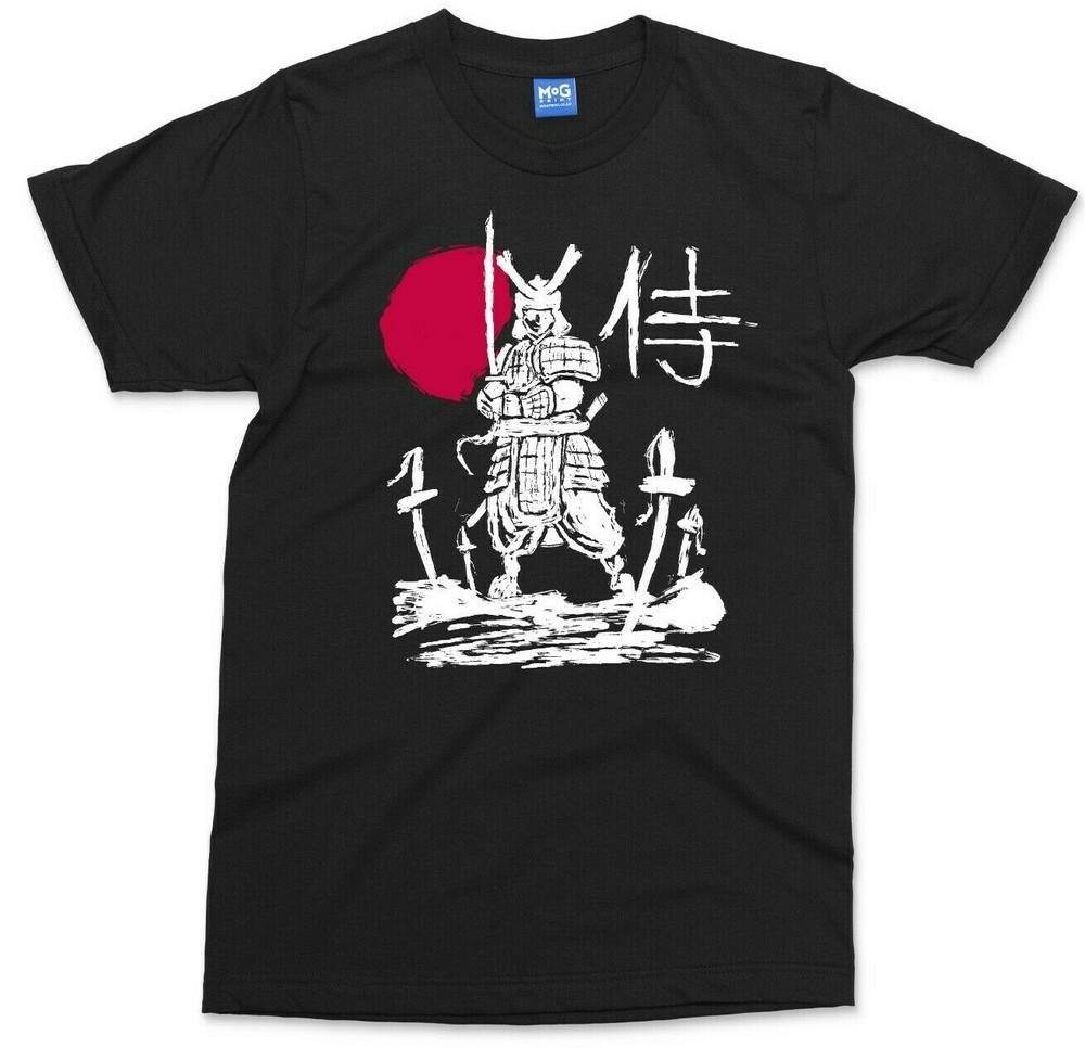 Samurai Paint Sketch Art T-shirt Gift Japan Sun Warrior Swordsman Japanese Tee