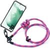 Protective Case - BOOLING - Samsung Galaxy S22 - Transparent-Pink - Shockproof - Removable Lanyard