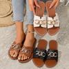 2025 Summer Foreign Trade Large Size Flat-bottomed Slippers Women's Light Fashion Chain Round Head One-character Casual Sandals