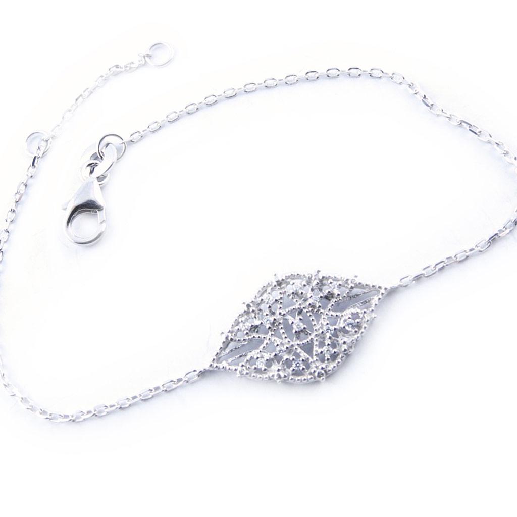 Les Trésors De Lily [L3885] - White 'Carmen' Silver Bracelet