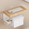 Paper Holder with Shelf White Aluminum Wall Mounted Creative Wood Toilet Paper Roll Rack Storage Tissue Holder for Bathroom WC