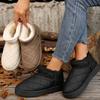Warm Short Plush Waterproof Leather Snow Boots Women Trend Thick Bottom Winter Ankle Boots Woman Non Slip Platform Cotton Shoes