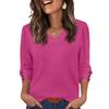 Women's Fashion Casual Solid Color V-neck  T-shirt Top