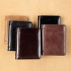 Men's Slim RFID Blocking Genuine Leather Wallet with Integrated ID Card Holder - Top-Grain Leather Compact Bifold Design