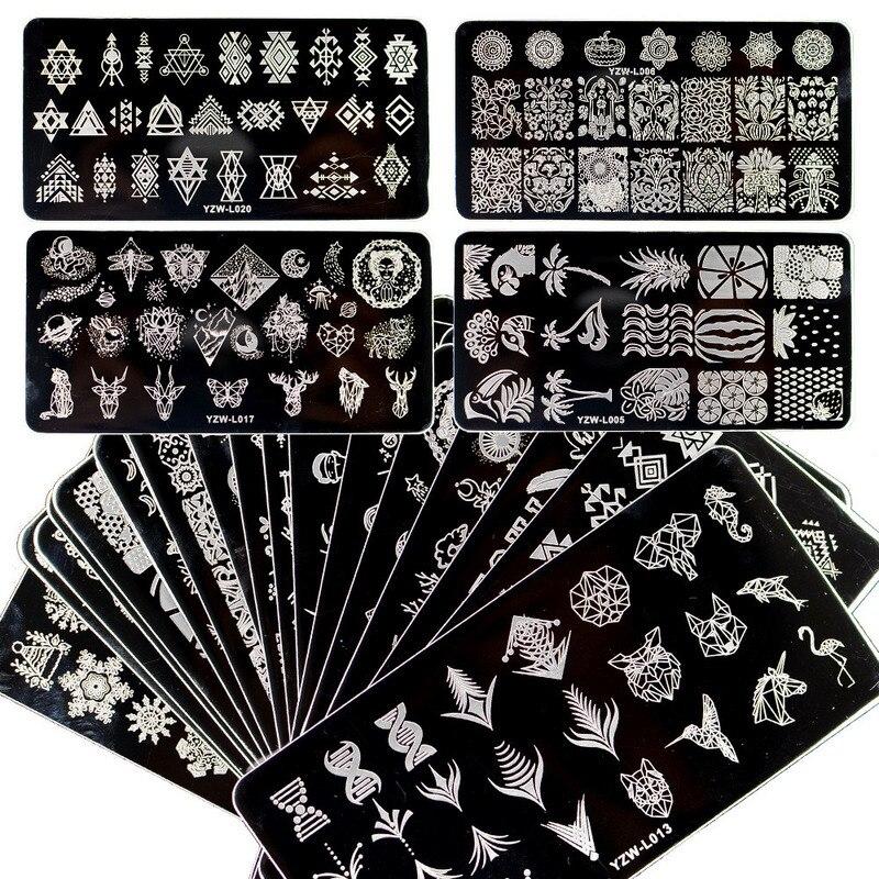 1PC Stainless Steel Printing Nail Stamping Plates Manicure Leaves Maple Template Mold Xmas Snowflakes Nail Art DIY Decorations